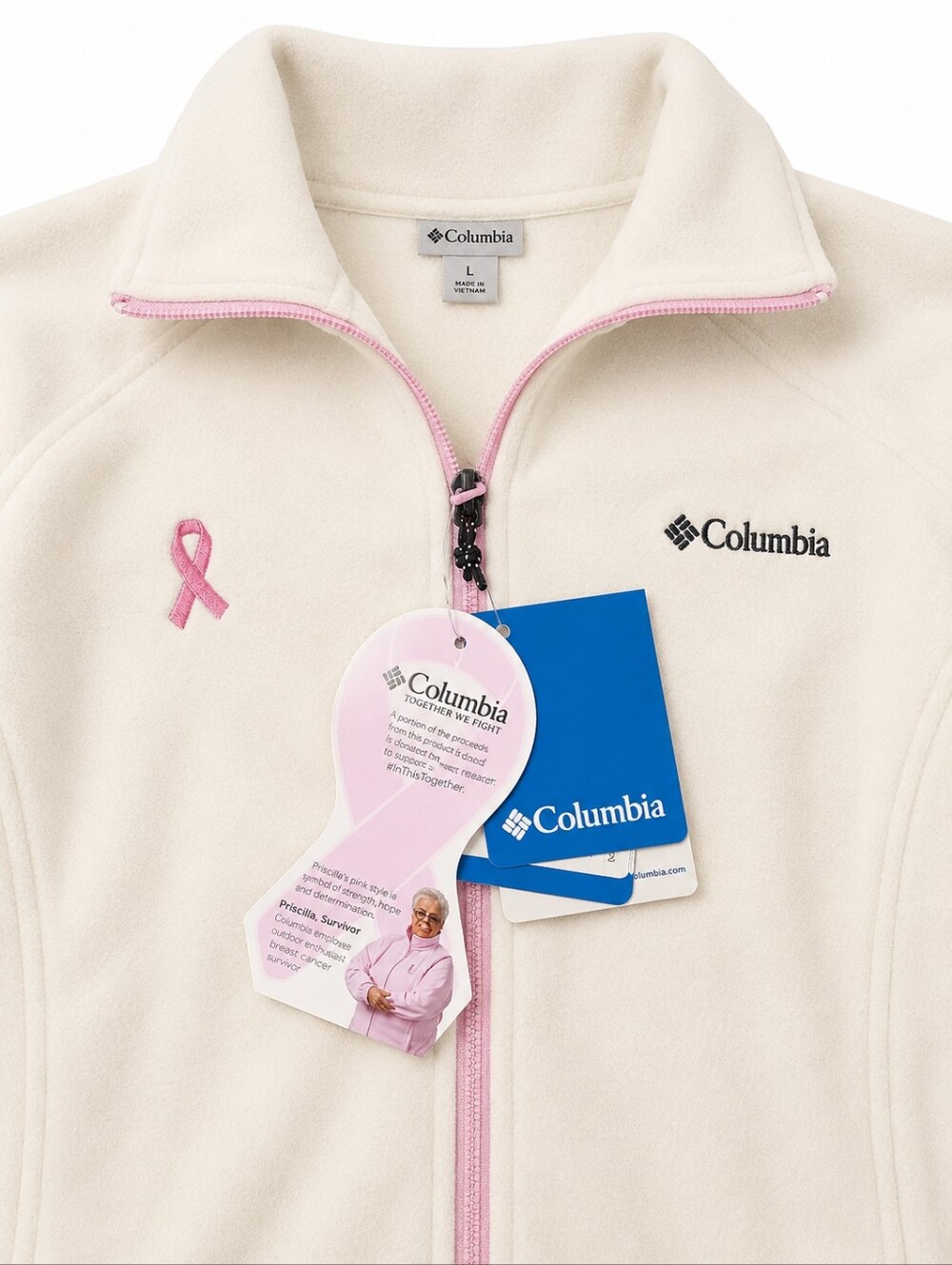 Columbia Breast Cancer Awareness Fleece Jacket XL NWT Pink Ribbon